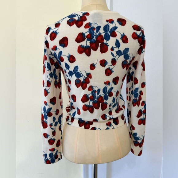 New REFORMATION Bernadette Crew Cardigan in Strawberry Jam - Picture 6 of 15